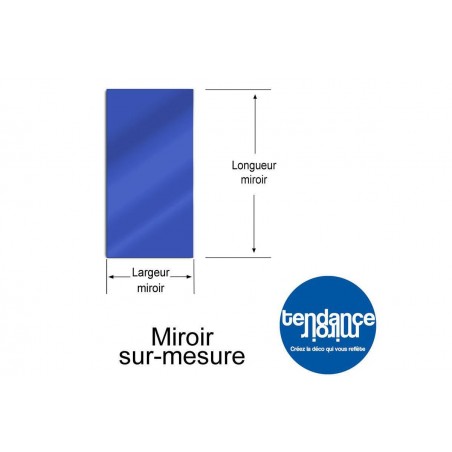 Miroir Bleu Acrylique 3mm Sur-Mesure Rectangulaire