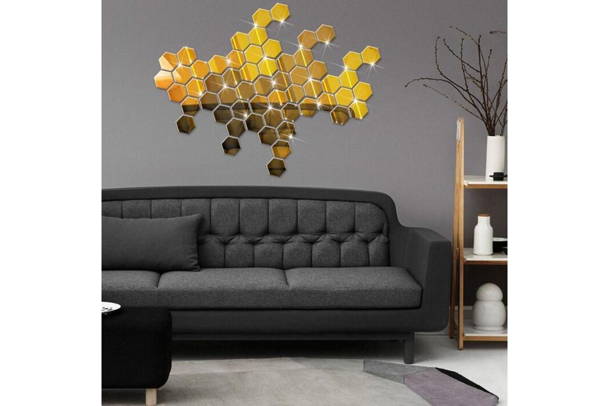 12 espejos de diseño hexagonal 3D