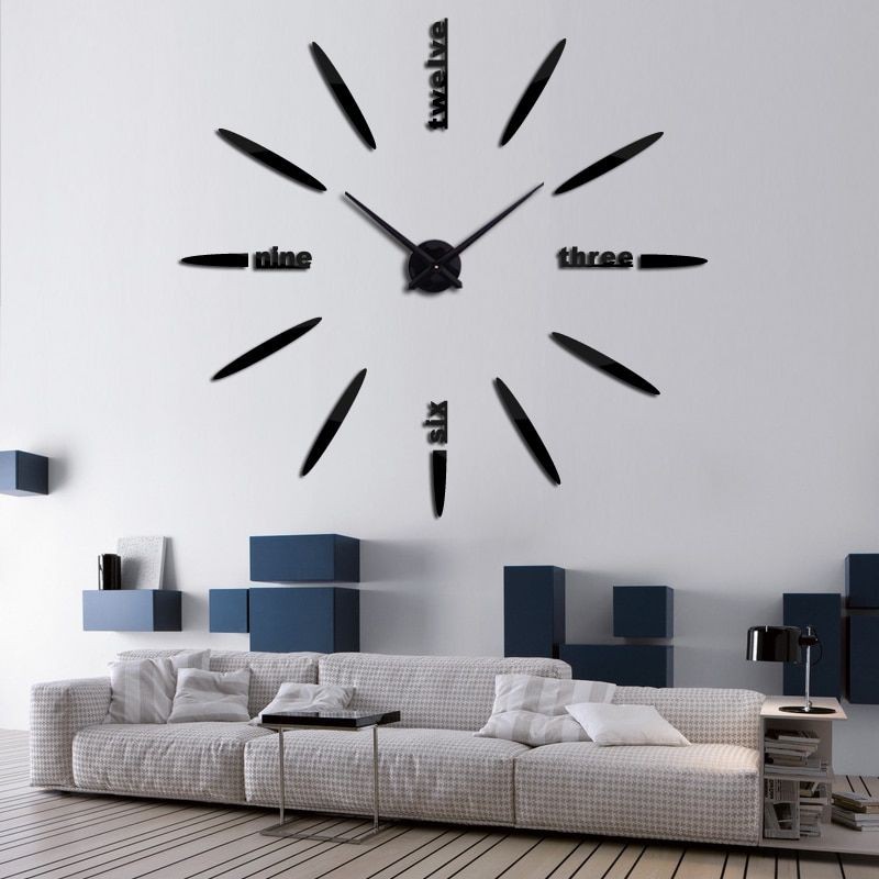 Grande Horloge Miroir Murale black - noir