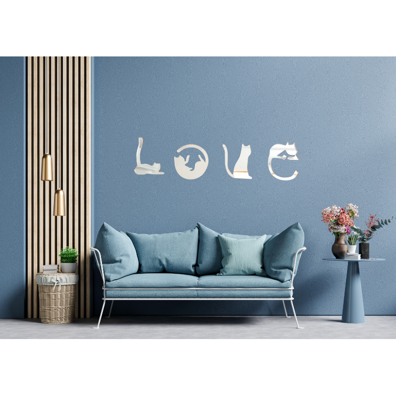 "LOVE" Decorative Mirror – Cat-Shaped Letters
