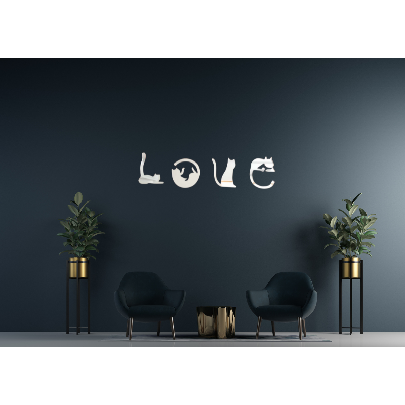"LOVE" Decorative Mirror – Cat-Shaped Letters