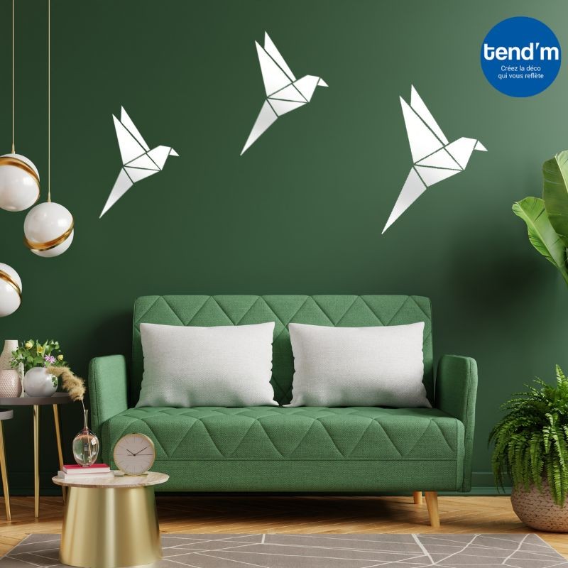 Geometric Hummingbird Mirror