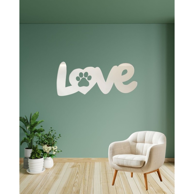 LOVE Decorative Mirror with Dog Paw