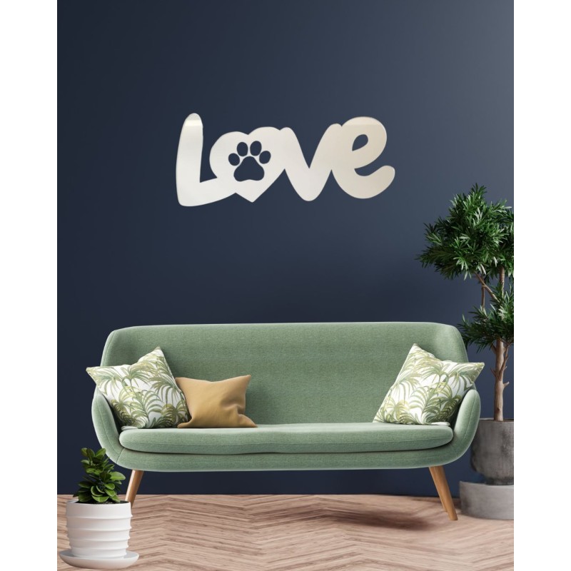 LOVE Decorative Mirror with Dog Paw