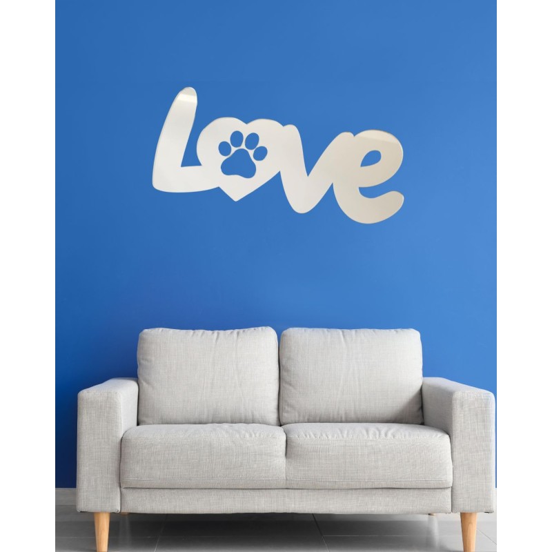 LOVE Decorative Mirror with Dog Paw
