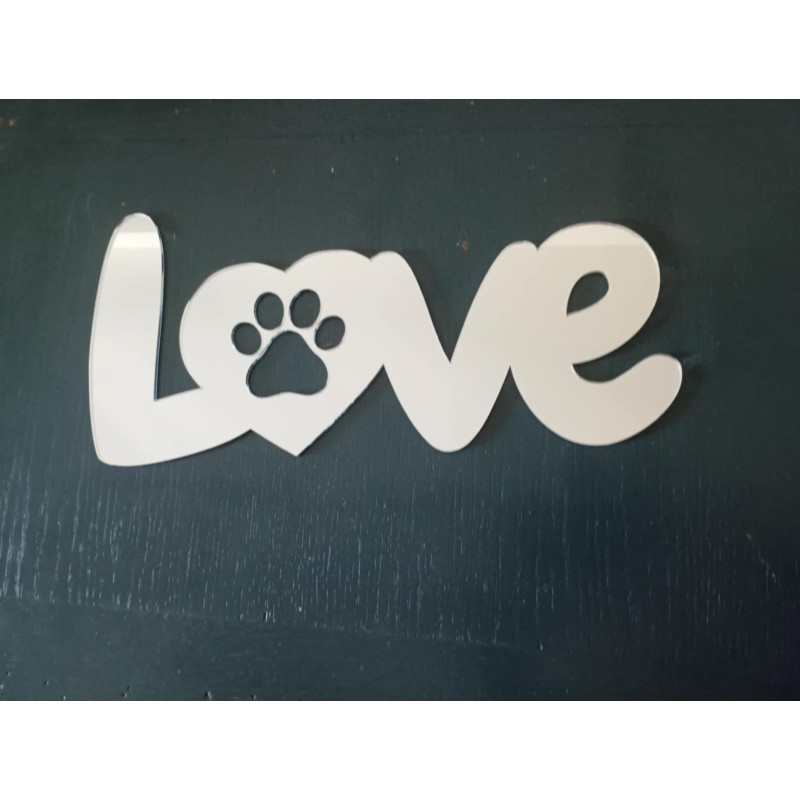 LOVE Decorative Mirror with Dog Paw