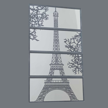 Quadriptyque miroir Tour Eiffel – Décoration murale en acrylique