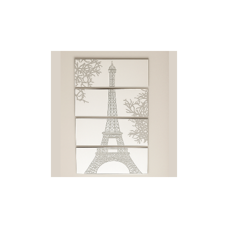 Miroir gravé Tour Eiffel en 4 parties