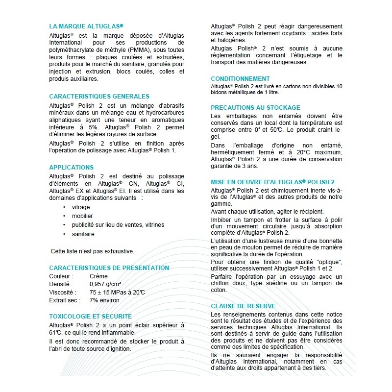 Nettoyant miroir acrylique - Altuglas cleaner