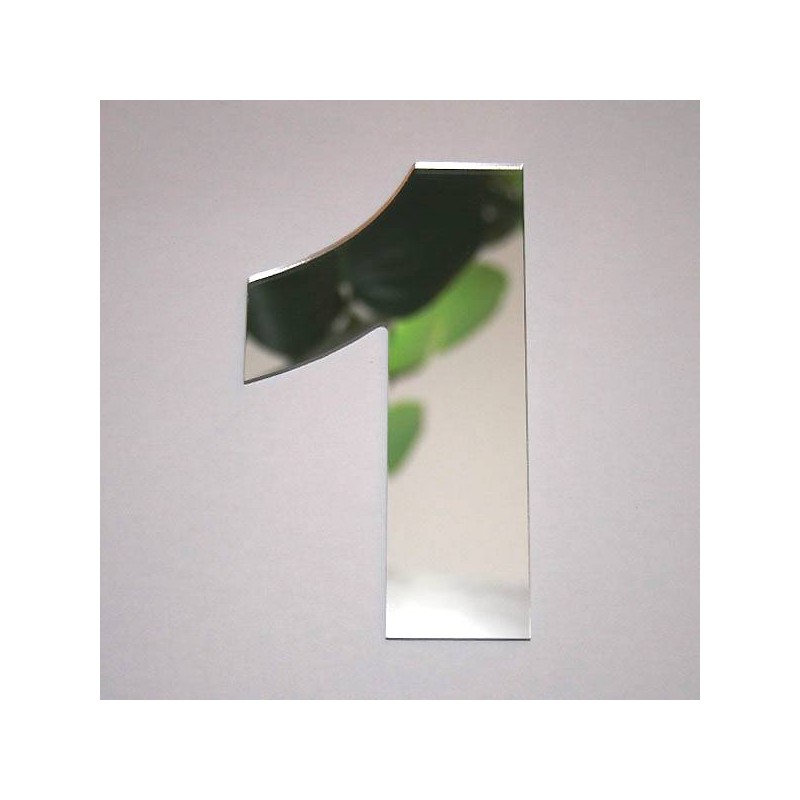 Miroir chiffre 1 Arial Boite au lettre / signalisation / numéro de porte