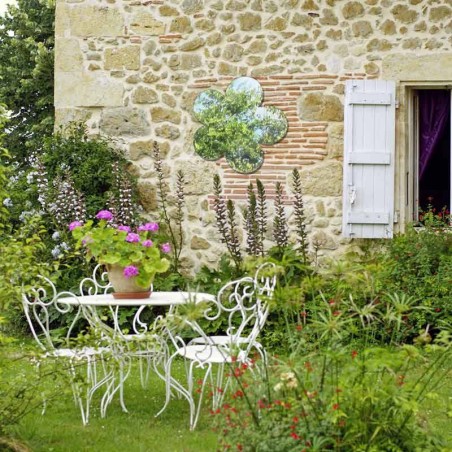 Miroir fleur à coller 40 cm jardin