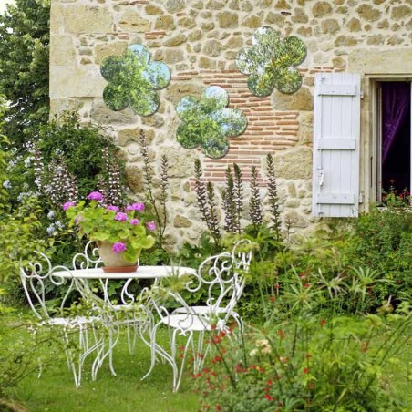 Lot 3 miroirs fleurs 40 cm à coller jardin