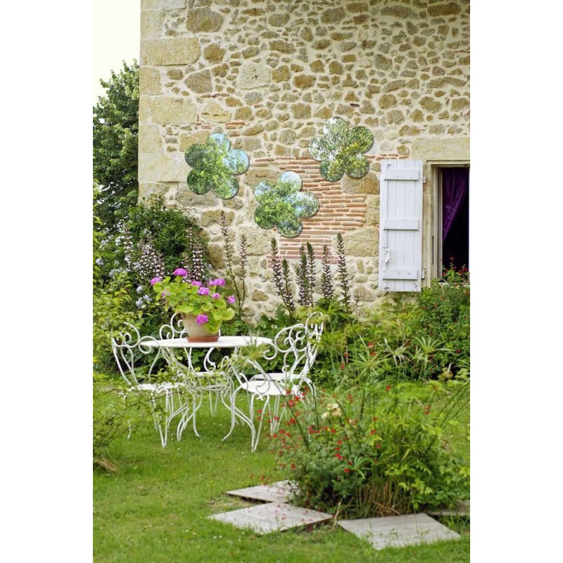 Lot 3 miroirs fleurs 40 cm à coller jardin